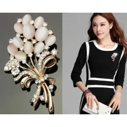 Fleur d'opale avec cristaux - broche