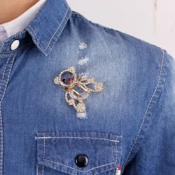 Nounours de Noël en cristal - broche
