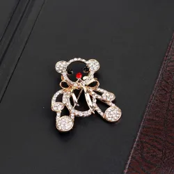 Nounours de Noël en cristal - broche