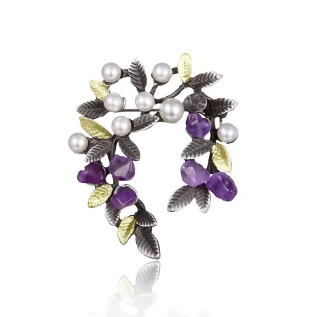Feuille d'arbre violette avec perles - broche broche
