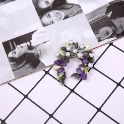 Feuille d'arbre violette avec perles - broche broche