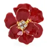 Grande fleur en émail avec cristaux - broche élégante