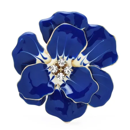 Grande fleur en émail avec cristaux - broche élégante