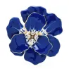 Grande fleur en émail avec cristaux - broche élégante