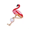 Flamant rouge avec perle - broche