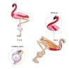 Flamant rouge avec perle - broche