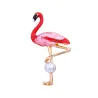 Flamant rouge avec perle - broche