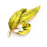 Feuille verte avec perles - broche