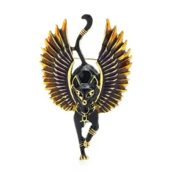Chat ange volant avec des ailes - broche en émail