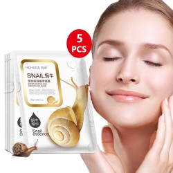 Masque pour le visage à l'essence d'escargot - hydratant - contrôle de l'huile - traitement de l'acné - 5 pièces