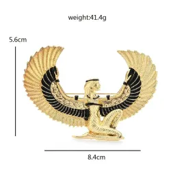 Large Egypt fairy - flying eagle - golden broochBrooches