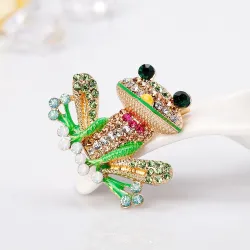 Broche grenouille cristal
