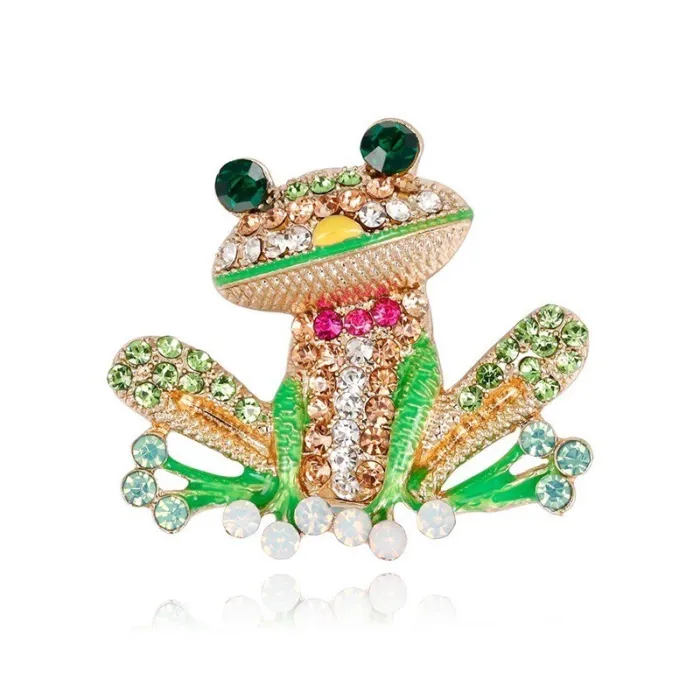 Broche grenouille cristal