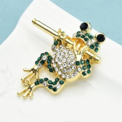 Playing flute crystal frog - broochBrooches