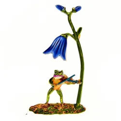 Grenouille jouant du violon / fleur - broche