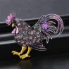 Broche coq en cristal