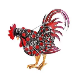 Broche coq en cristal
