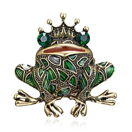 Grenouille couronnée de cristal - broche