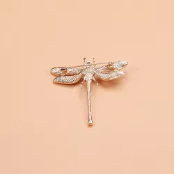 Libellule en cristal avec perle - broche