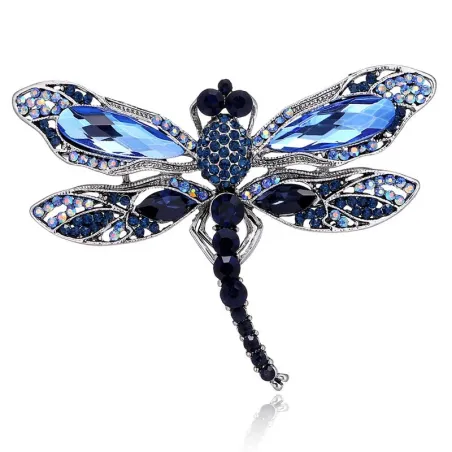 Libellule cristal bleu - broche