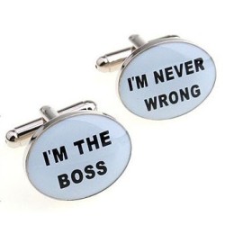 "I'm the boss" / I'm never wrong" - silver cufflinksCufflinks