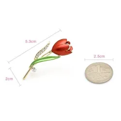 Red tulip with crystals - broochBrooches