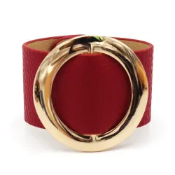Bracelet large en cuir - avec cercle en métal