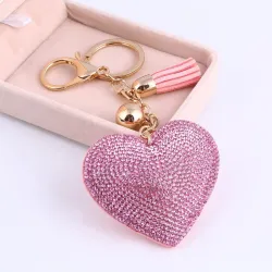 Coeur en cristal - porte-clés en métal