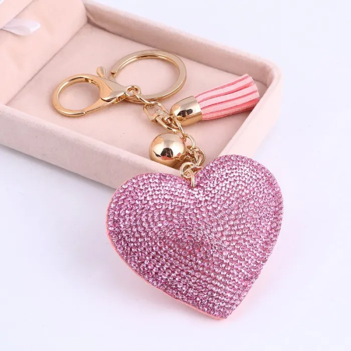 Coeur en cristal - porte-clés en métal