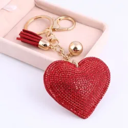 Coeur en cristal - porte-clés en métal