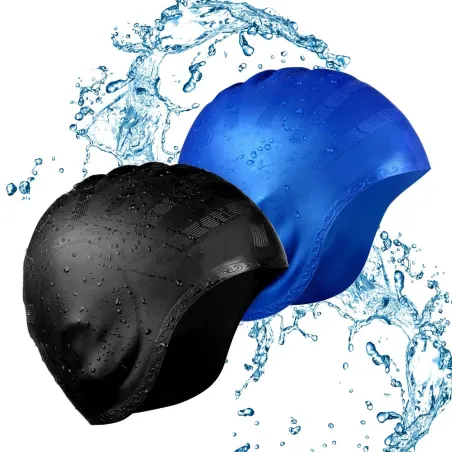 Bonnet de bain silicone - protection oreilles / cheveux longs - étanche