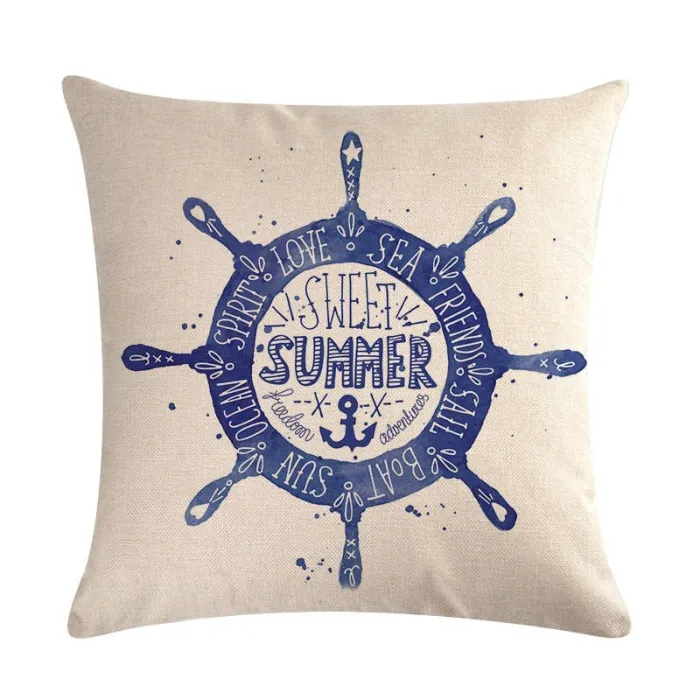 Taie d'oreiller décorative - imprimé boussole / ancre - 45 * 45 cm