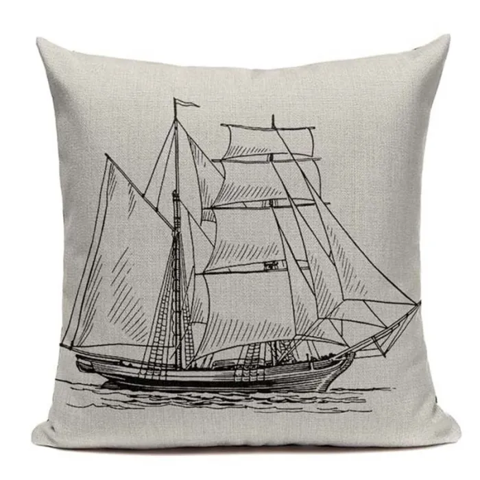 Taie d'oreiller décorative vintage - style océan - 45 cm * 45 cm