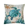 Taie d'oreiller décorative - tortue - ancre - sirène - 45 cm * 45 cm