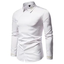Asymmetrical long sleeve shirt - decorative golden embroideryT-shirts