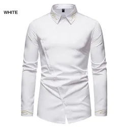 Asymmetrical long sleeve shirt - decorative golden embroideryT-shirts