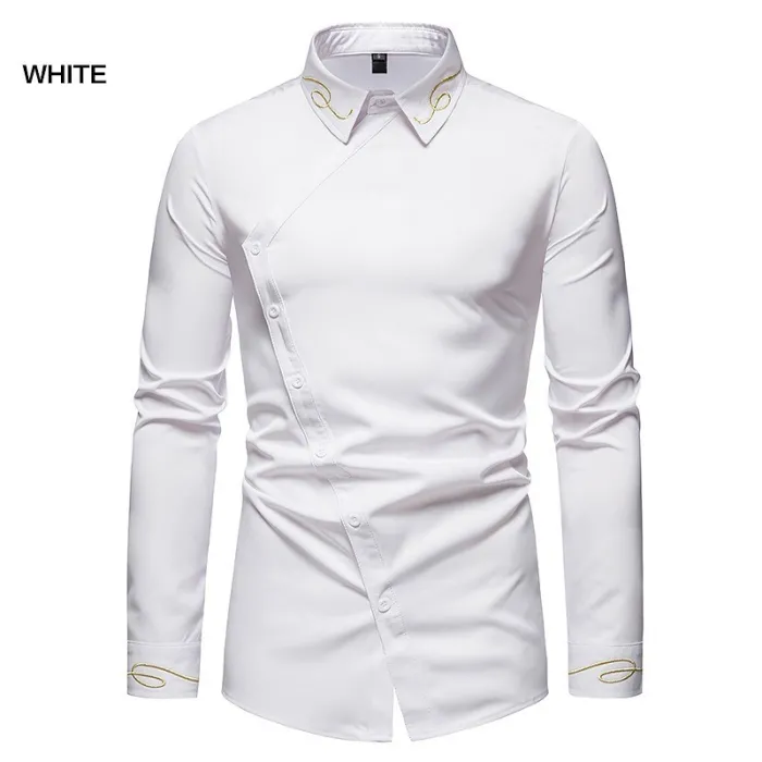 Asymmetrical long sleeve shirt - decorative golden embroideryT-shirts
