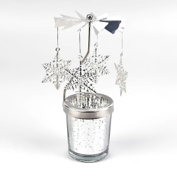 Bougeoir décoratif - rotatif - cerf - flocons de neige - fleurs - argent
