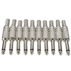 Jack audio mono 1/4" métal - 6.35mm - 75 * 15mm - 10 pièces
