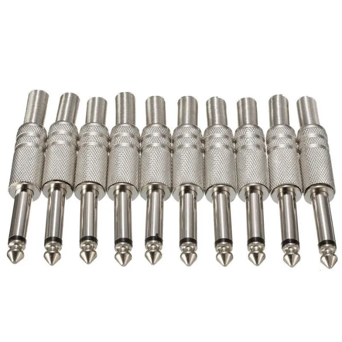 Jack audio mono 1/4" métal - 6.35mm - 75 * 15mm - 10 pièces