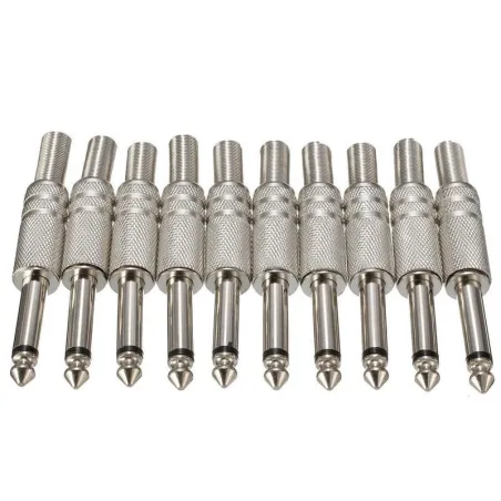 Jack audio mono 1/4" métal - 6.35mm - 75 * 15mm - 10 pièces