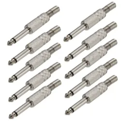 Jack audio mono 1/4" métal - 6.35mm - 75 * 15mm - 10 pièces
