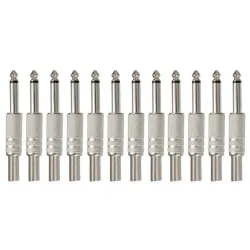Jack audio mono 1/4" métal - 6.35mm - 75 * 15mm - 10 pièces