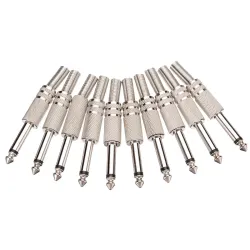 Jack audio mono 1/4" métal - 6.35mm - 75 * 15mm - 10 pièces