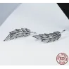 Boucles d'oreilles en forme de plumes en cristal d'argent - argent sterling 925