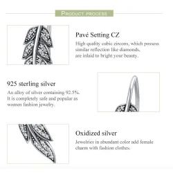 Boucles d'oreilles en forme de plumes en cristal d'argent - argent sterling 925