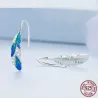 Plumes de cristal vert-bleu - boucles d'oreilles - argent sterling 925
