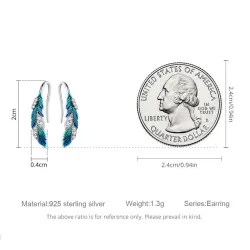 Plumes de cristal vert-bleu - boucles d'oreilles - argent sterling 925