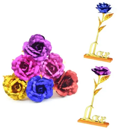 Rose dorée Infinity - avec support Love - coffret
