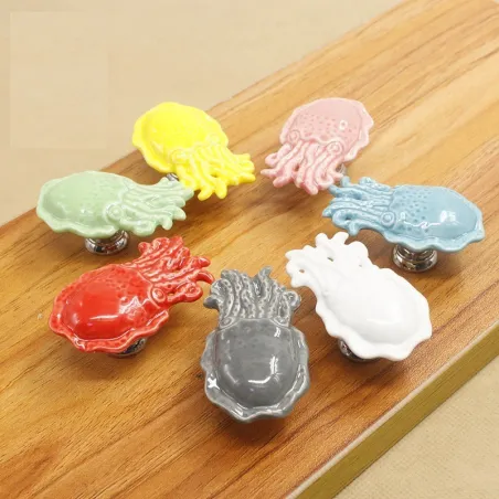 Poignées de meubles en céramique - boutons - en forme de pieuvre